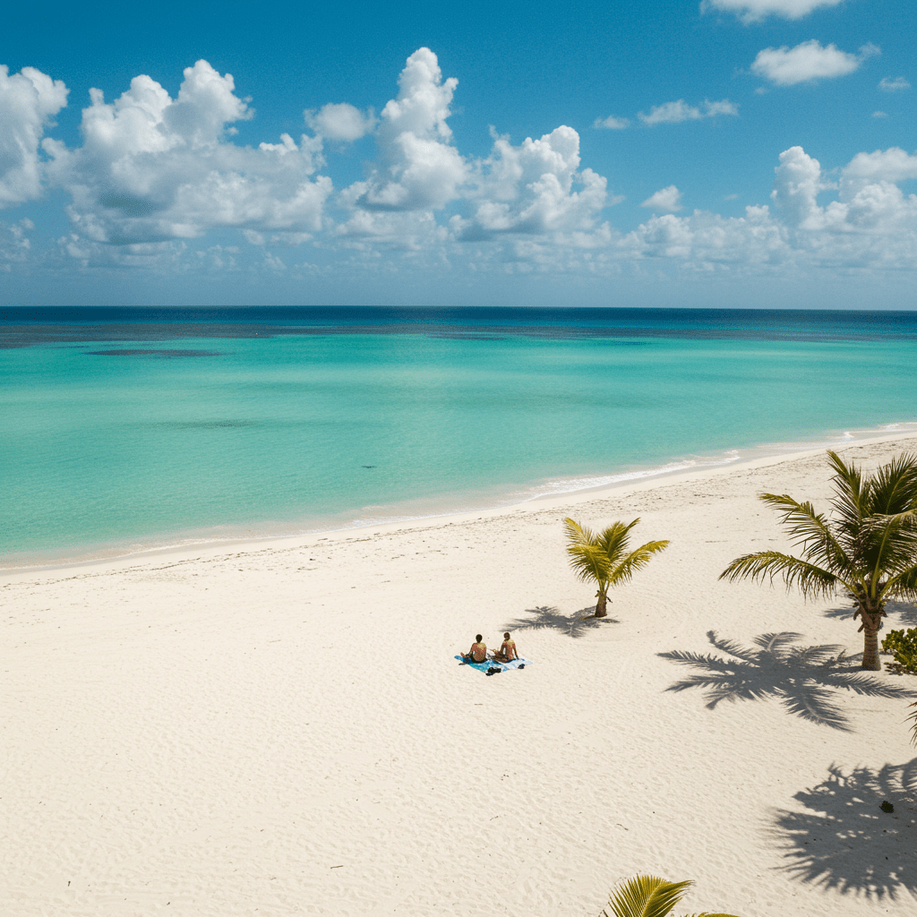 Relaxing on the white sand beach of Cayo Icacos