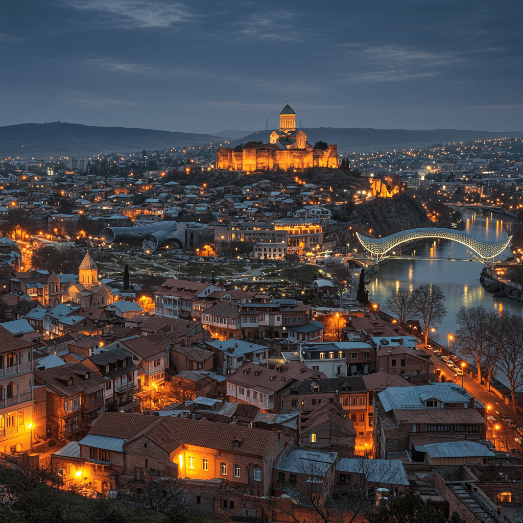 Charming view of Tbilisi's old town with traditional Georgian architecture